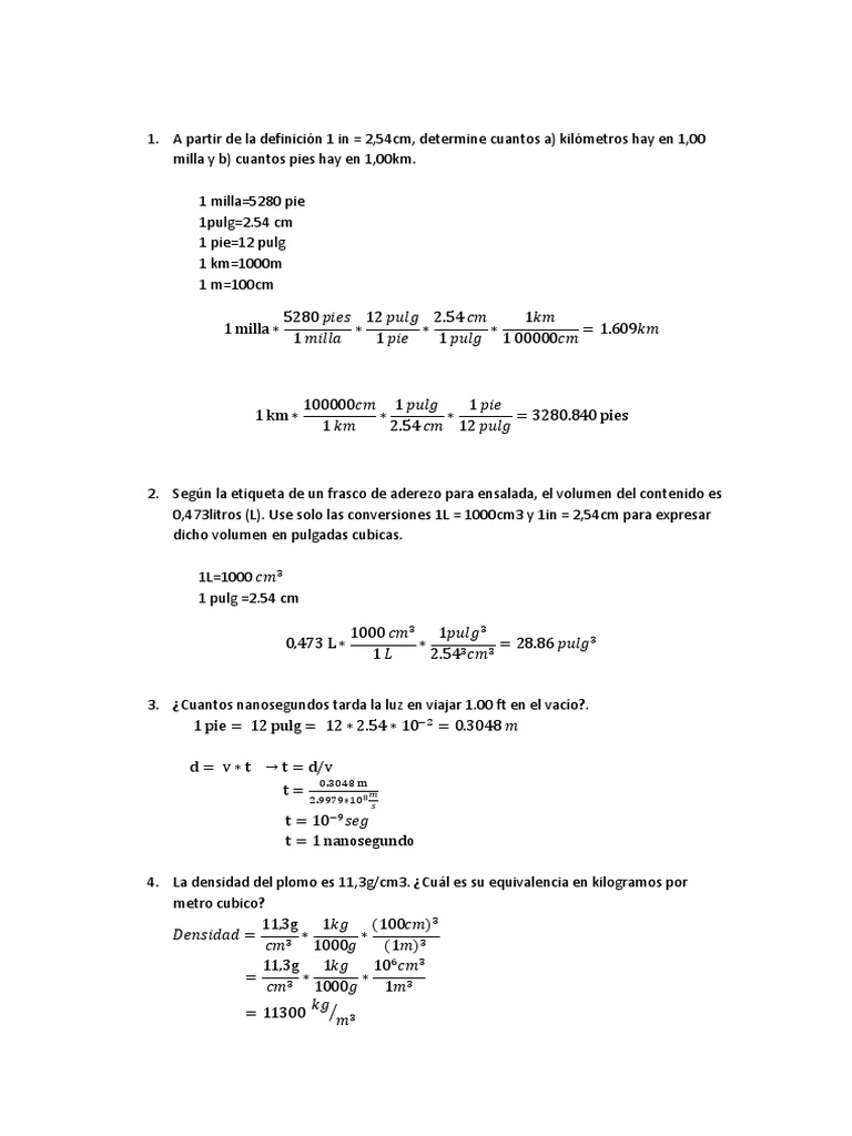 Cuantos Kilometros Hay En Una Milla Ex 1 | PDF | Coche | Cantidades fisicas
