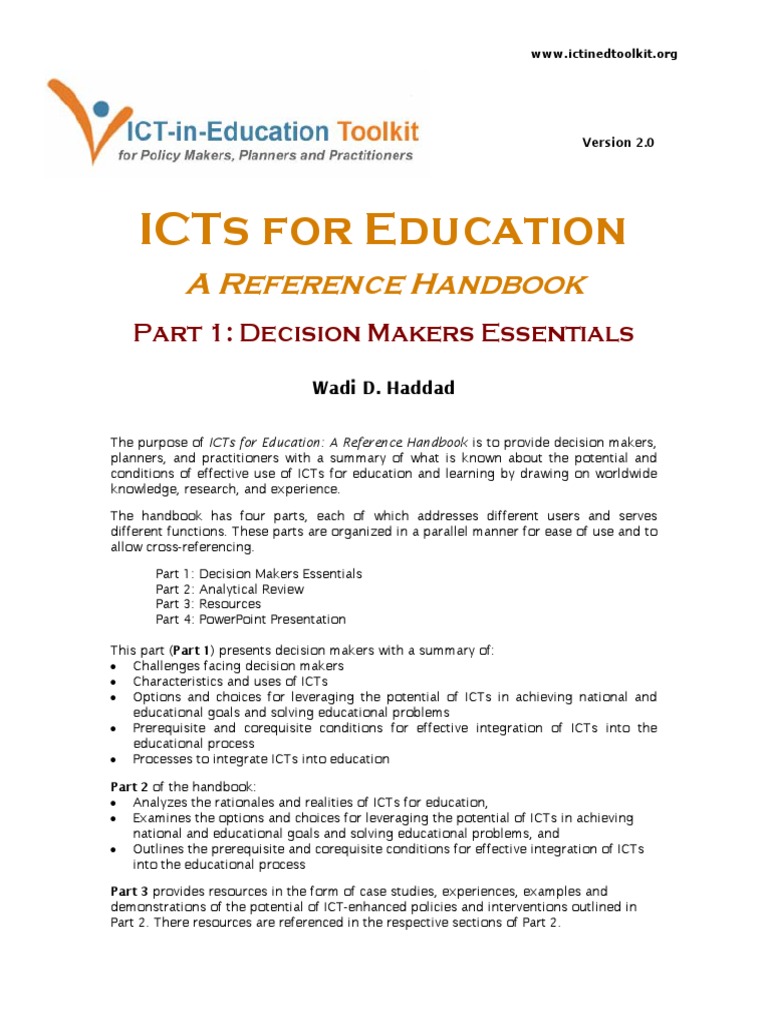 ICTs For Education | PDF | Educational Technology | Teachers