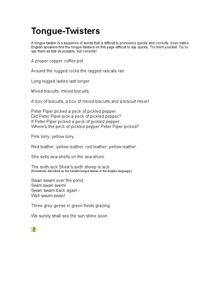 Tongue Twisters PDF