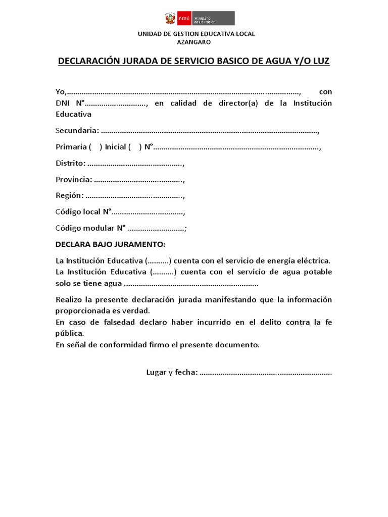 Modelo de Declaración Jurada de Servicios | PDF | Naturaleza