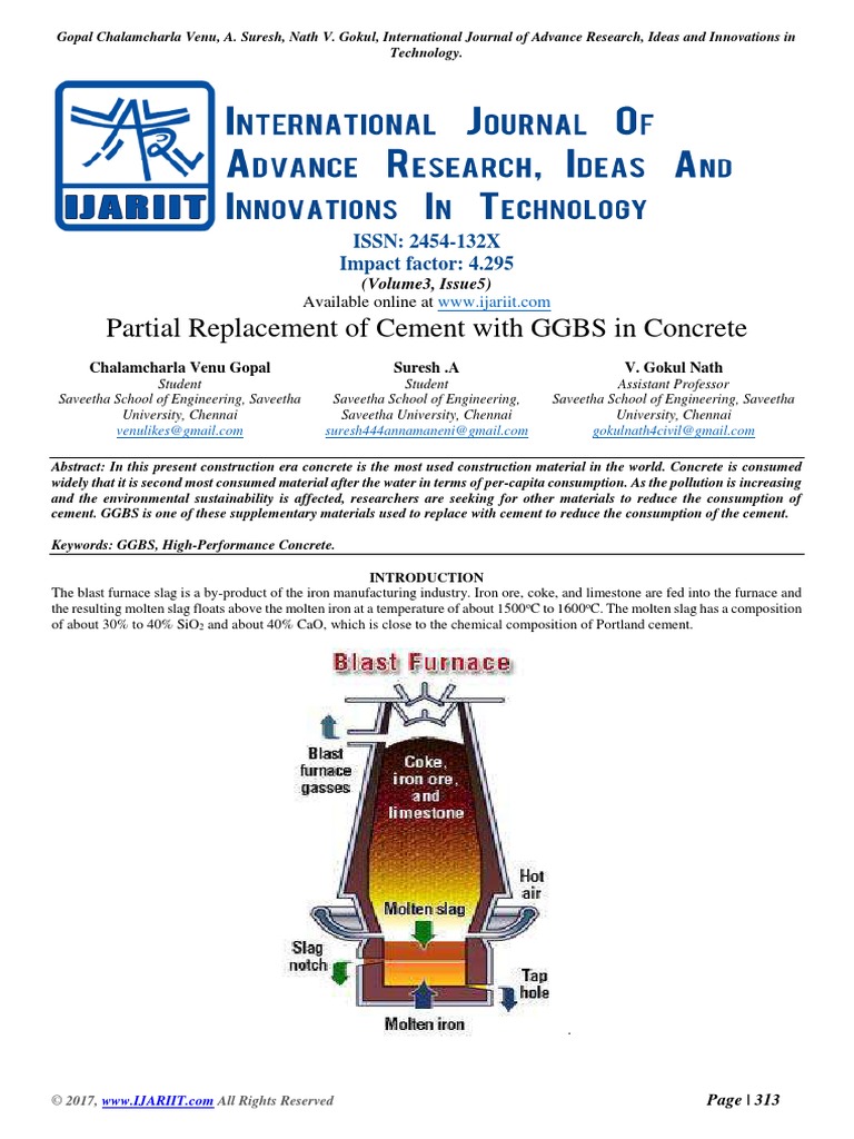 Partial Replacement of Cement With GGBS in Concrete | PDF | Concrete ...