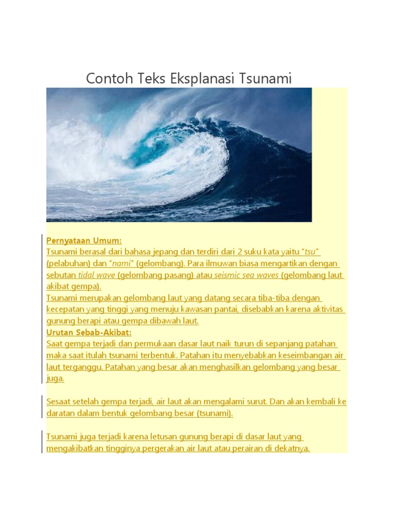 Contoh Teks Eksplanasi Tsunami Pdf