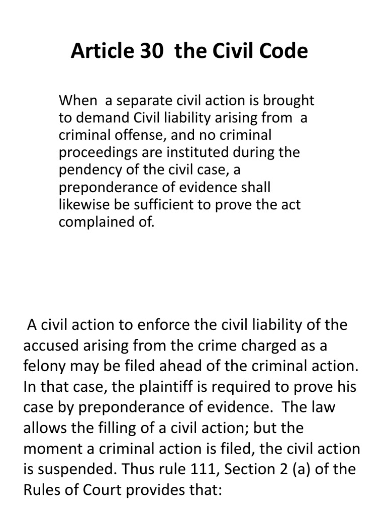 Article 30 The Civil Code PDF Burden Of Proof (Law) Lawsuit