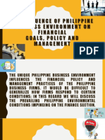 The Influence of Philippine Business Environment On Financial Goals, Policy and Management