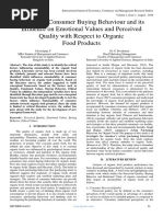 Review On Consumer Buying Behaviour and Its Influence On Emotional Values and Perceived Quality With Respect To Organic Food Products