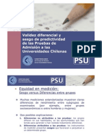 Validez Diferencial y Sesgo de Predictividad de Las Pruebas de Admisión A Las Universidades Chilenas