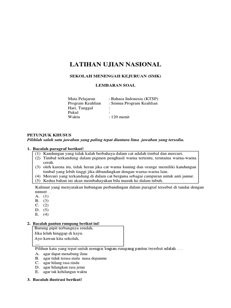 Soal Bahasa Indonesia Pdf