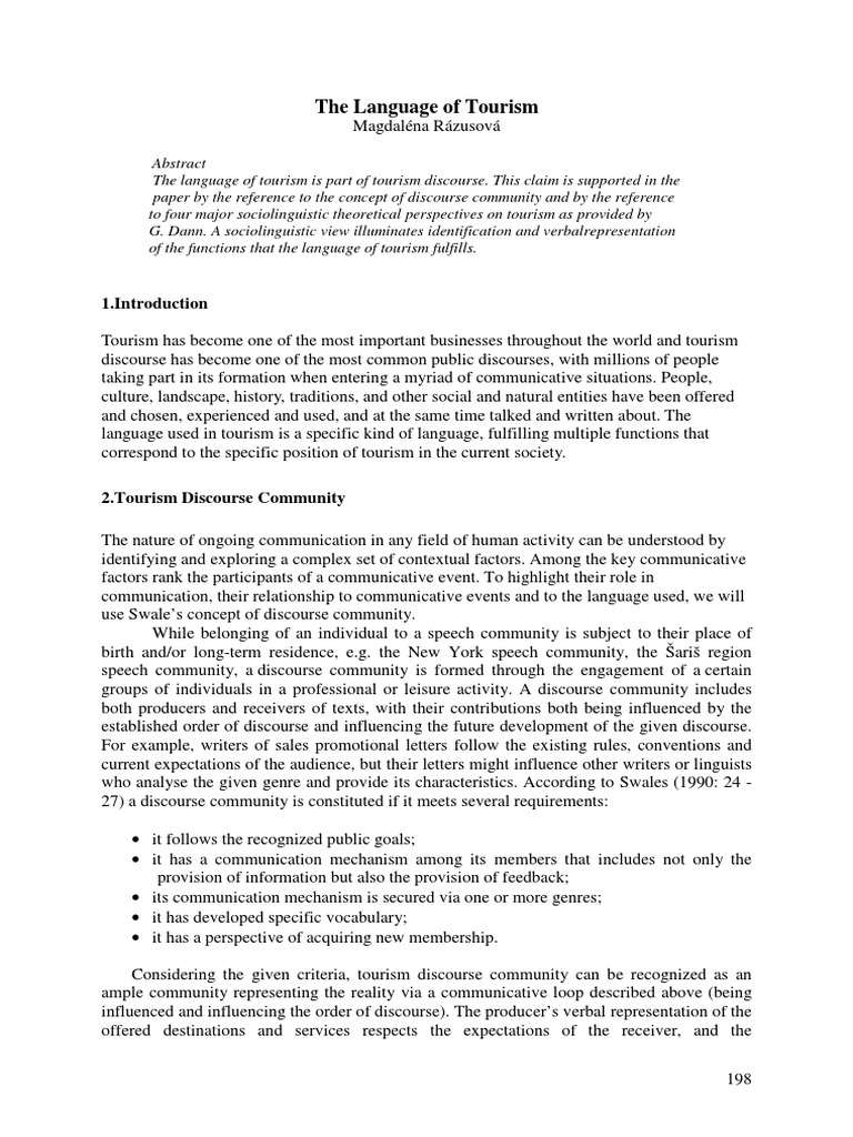 The Language of Tourism | PDF | Discourse | Tourism