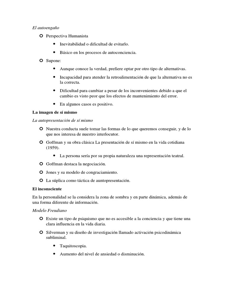 El autoengaño: Perspectivas y efectos | PDF | Mente inconsciente | Memoria