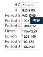 Period 0 Period 1 Period 2 Period 3 Period 4 Hrom Lunch Period 5 Period 6