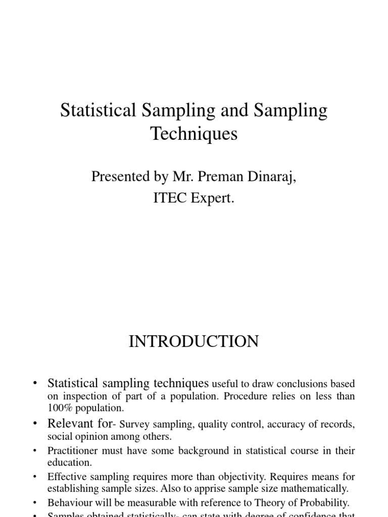 Statistical Sampling and Sampling Techniques | PDF | Sampling ...