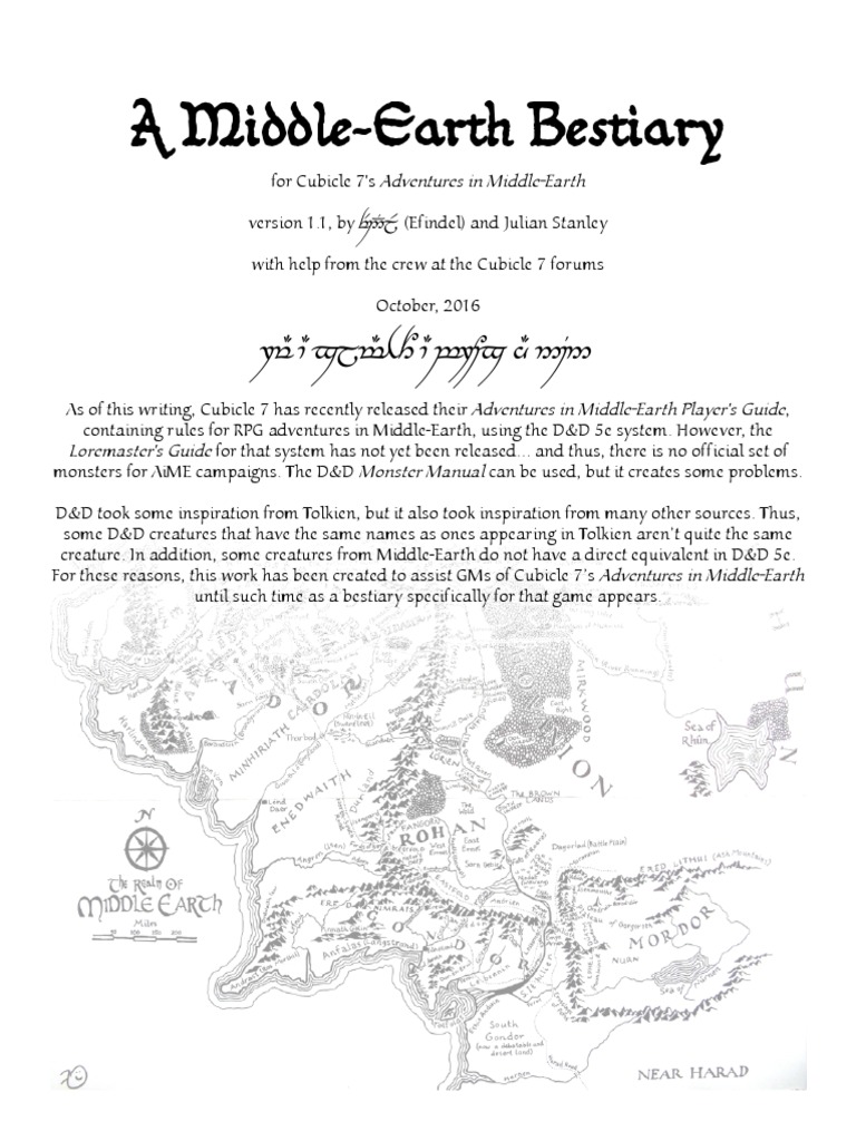 Middle Earth Bestiary 1.1 | PDF | Orc (Middle Earth) | Middle Earth Races