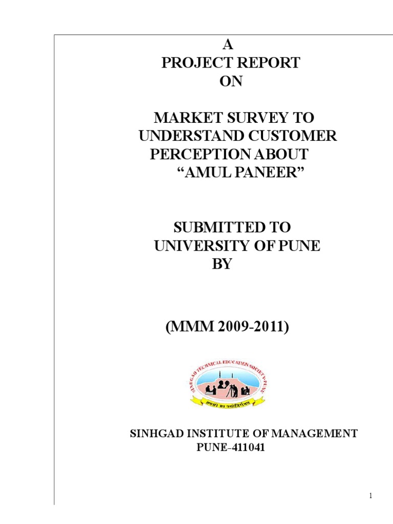 Amul Project On Paneer | PDF | Sampling (Statistics) | Business