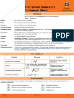 Key Statistical Concepts Summary Sheet PDF
