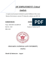 Concept of Employment: Critical Analysis: Chanakya National Law University, Patna