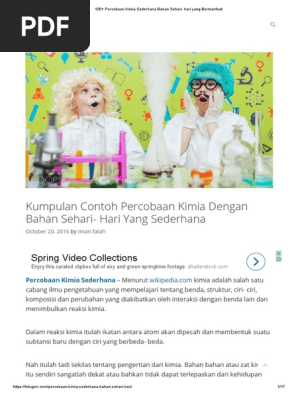 105 Percobaan Kimia Sederhana Bahan Sehari Hari Yang Bermanfaat