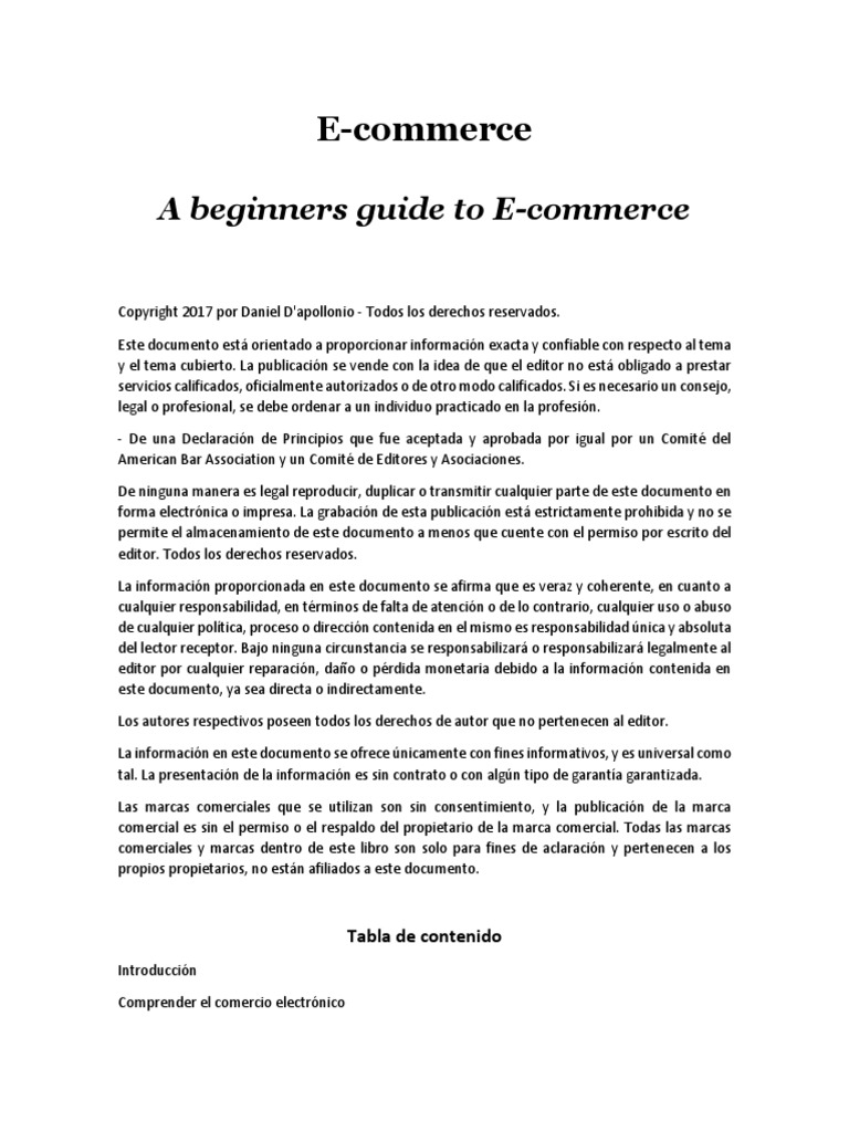 E-Commerce A Beginners Guide To E-Commerce | PDF | Comercio electrónico ...