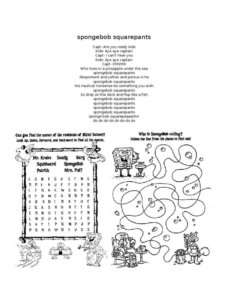 Spongebob Squarepants Theme Lyrics | PDF