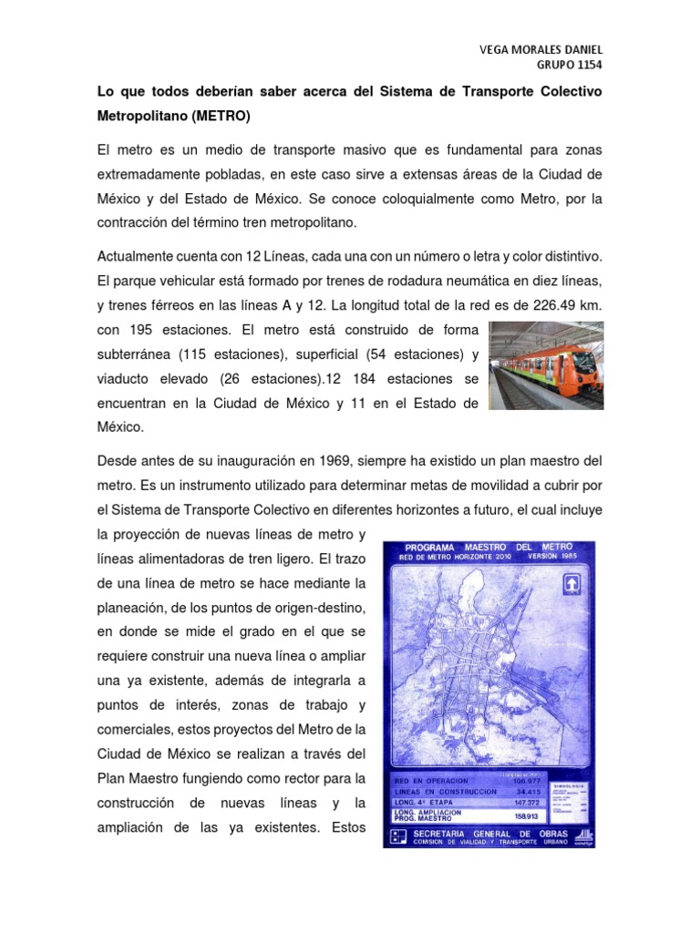 Sistema de Transporte Colectivo Metro: Claves y Proyecciones | PDF ...