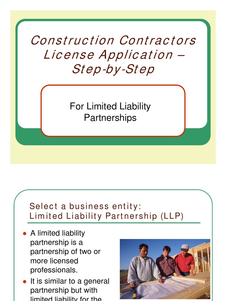 Construction Contractors License Application - Step-by-Step: For ...