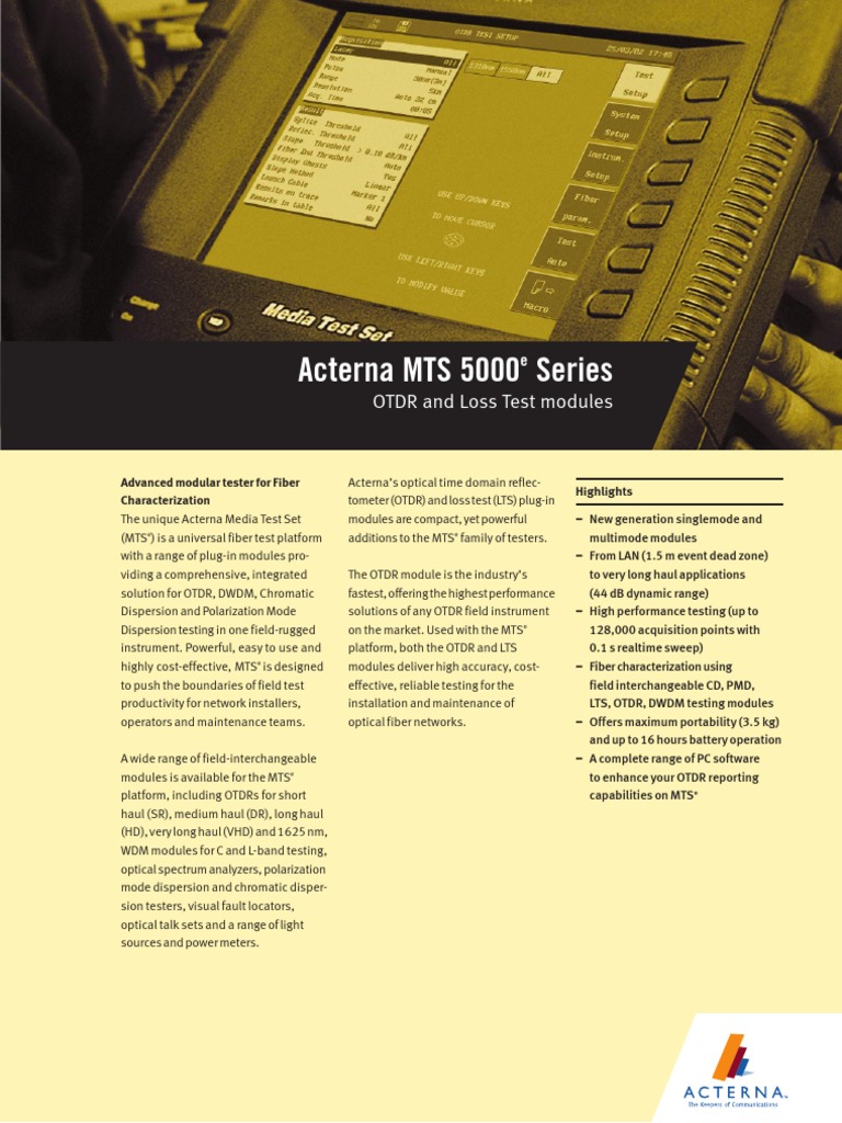 MTS 5100e Specifications | PDF | Fiber Optic Communication | Decibel