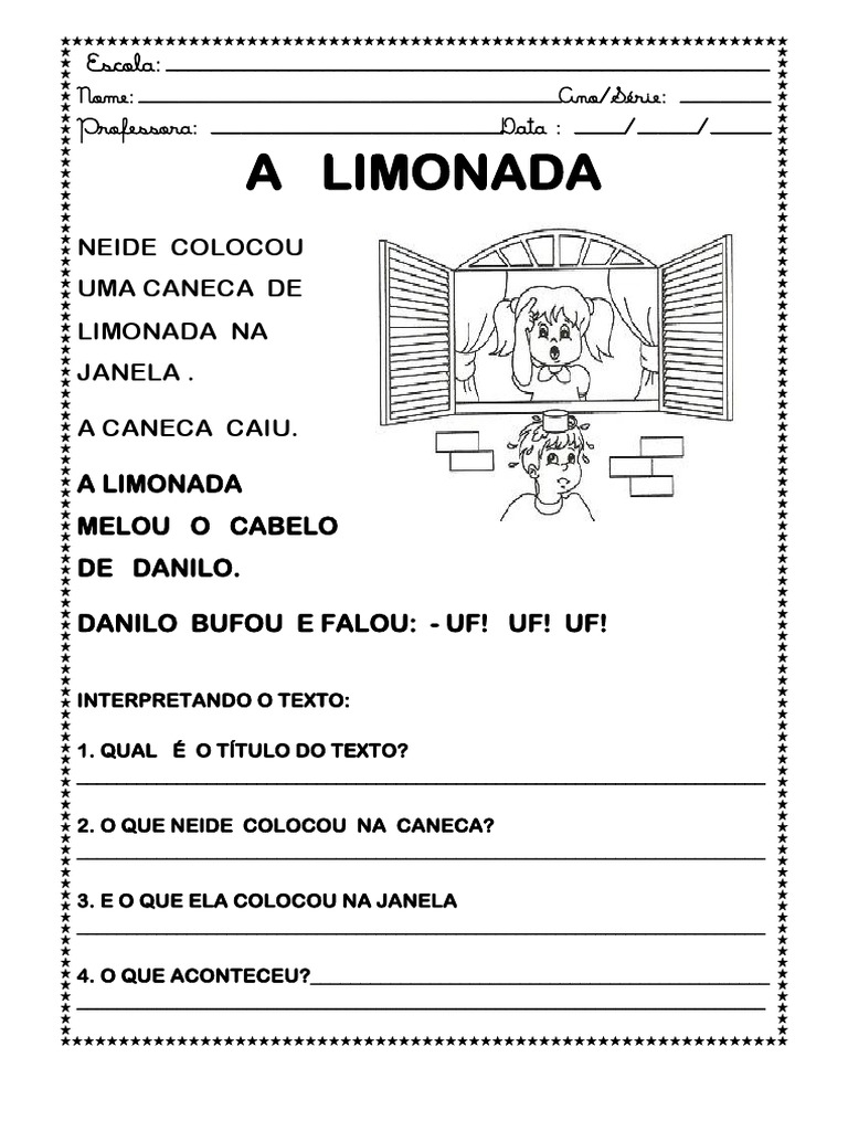 Atividade de Leitura 1º e 2º Ano Fundamental | Escrita | Livros