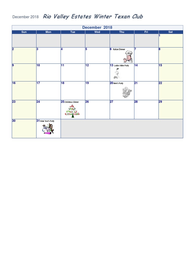 Monthly Calendar December PDF