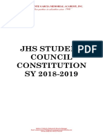 Jhs Student Council Constitution SY 2018-2019: "Your Partner in Education Since 1946"