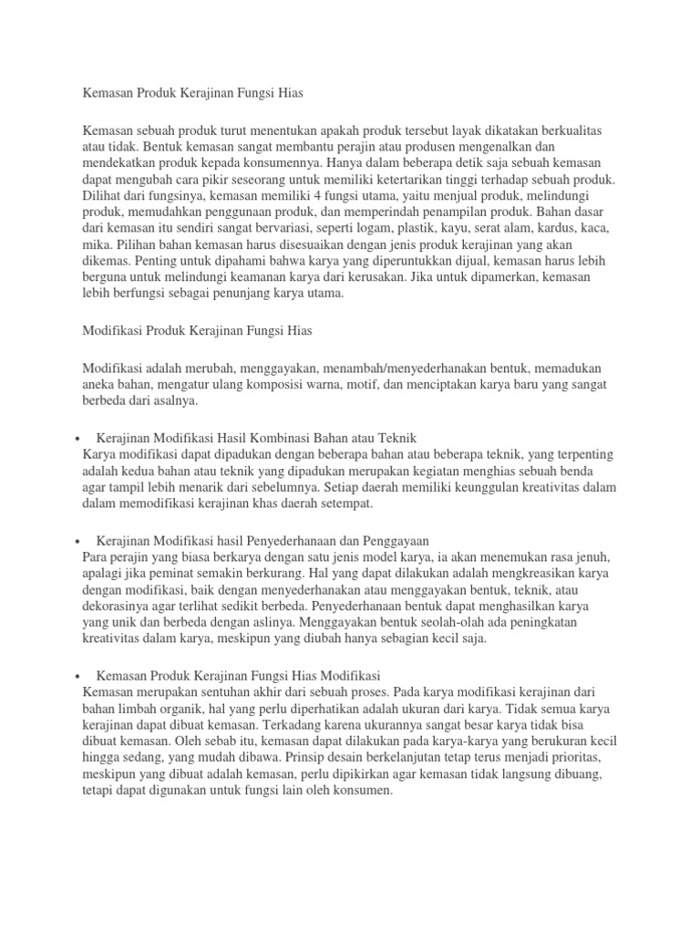 Kemasan Produk Kerajinan Fungsi Hias Pdf