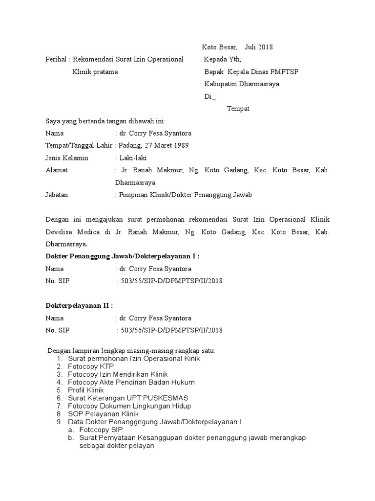 Contoh Surat Pengajuan Penanggung Jawab Operasional Blog Sekolah