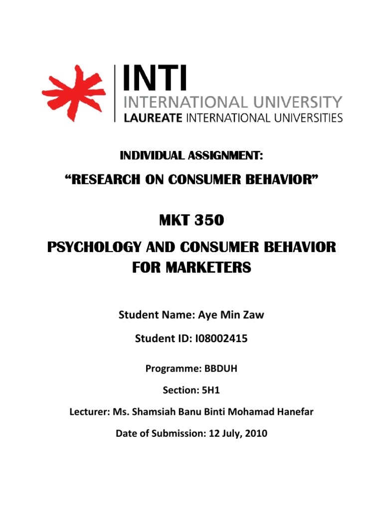 Psychology of Consumer Behavior Research | PDF | Consumer Behaviour ...