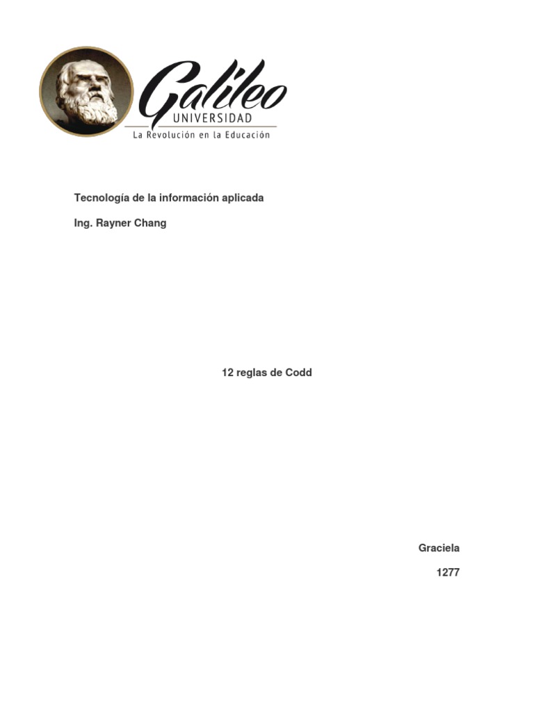 12 Reglas de Codd para Bases de Datos | PDF | Modelo relacional | Bases ...