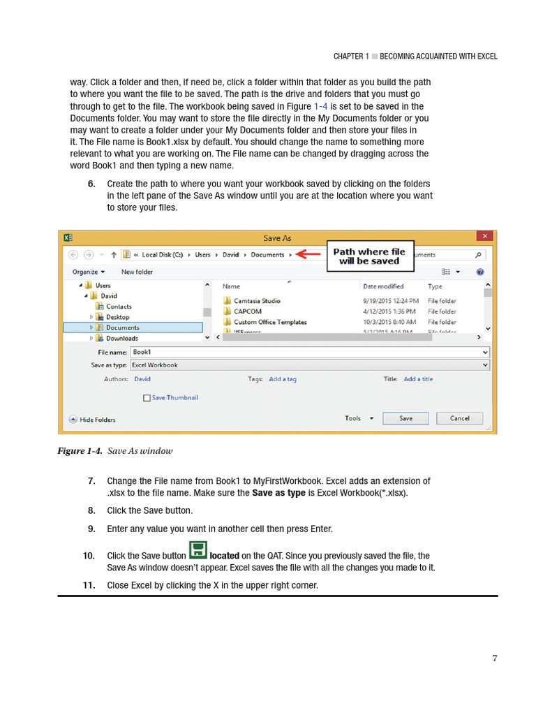Excel 2016 Basics: Saving Workbooks | PDF | Microsoft Excel | Button ...