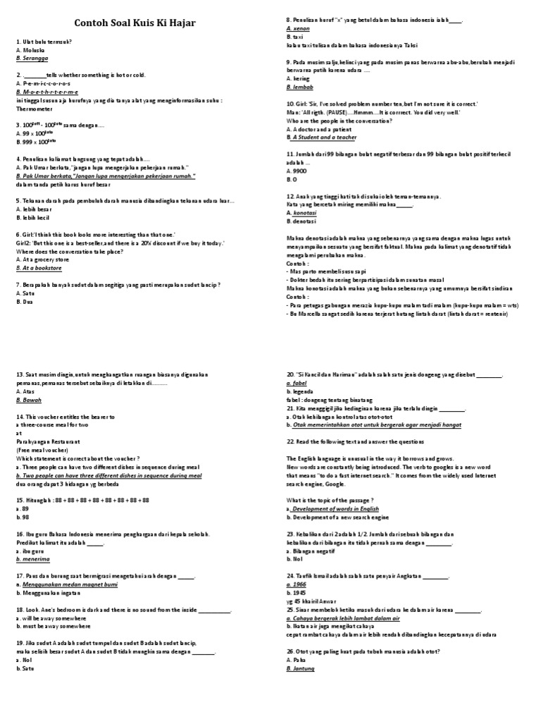 Contoh Soal Kuis Ki Hajar PDF