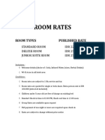 Room Rates: Room Types Published Rate