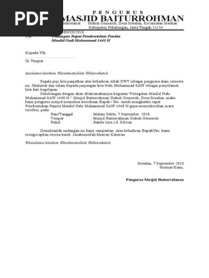 Surat Undangan Pembentukan Panitia Maulid Nabi