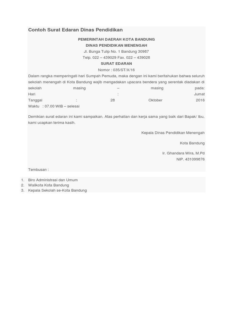 Contoh Surat Dinas Edaran - Simak Gambar Berikut