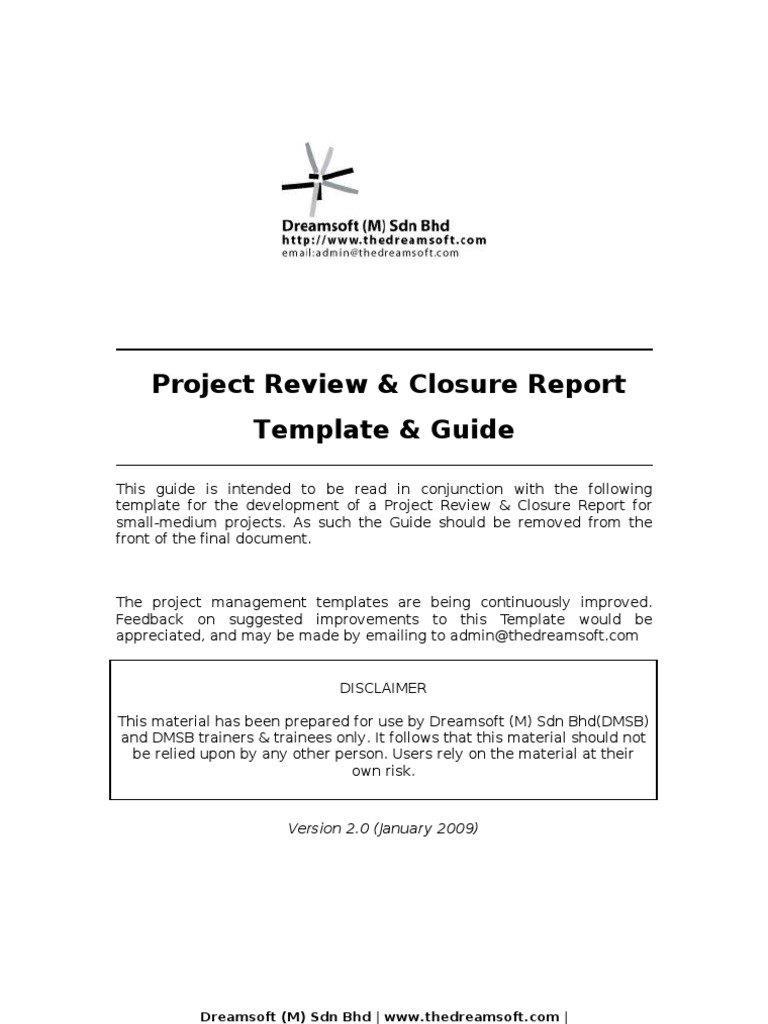 Project Closing - Project Review and Close Report | PDF | Project ...