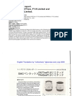 Lens Technical and Trial Use Reports. SMC Pentax FA77mm and FA43mm. Hirakawa Jun and Adachi Masamitsu, 2000 PDF