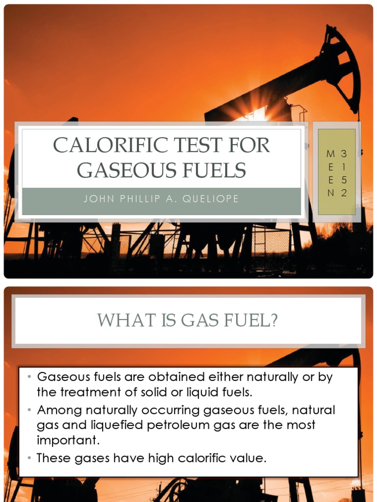 Calorific Test For Gaseous Fuels Natural Gas Petroleum