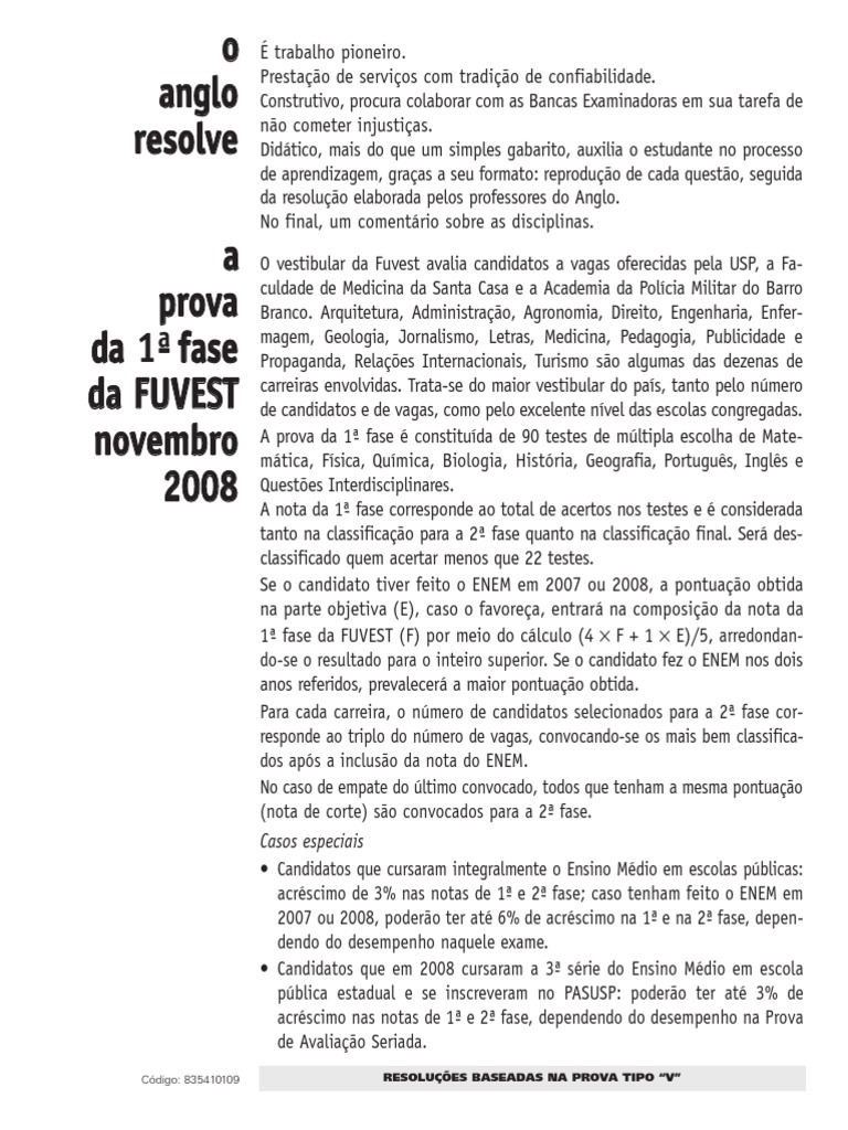 Fuvest 2009 Na Maior Parte Das Residencias