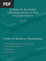 Forms of Business Organization in The United States: Unit 33