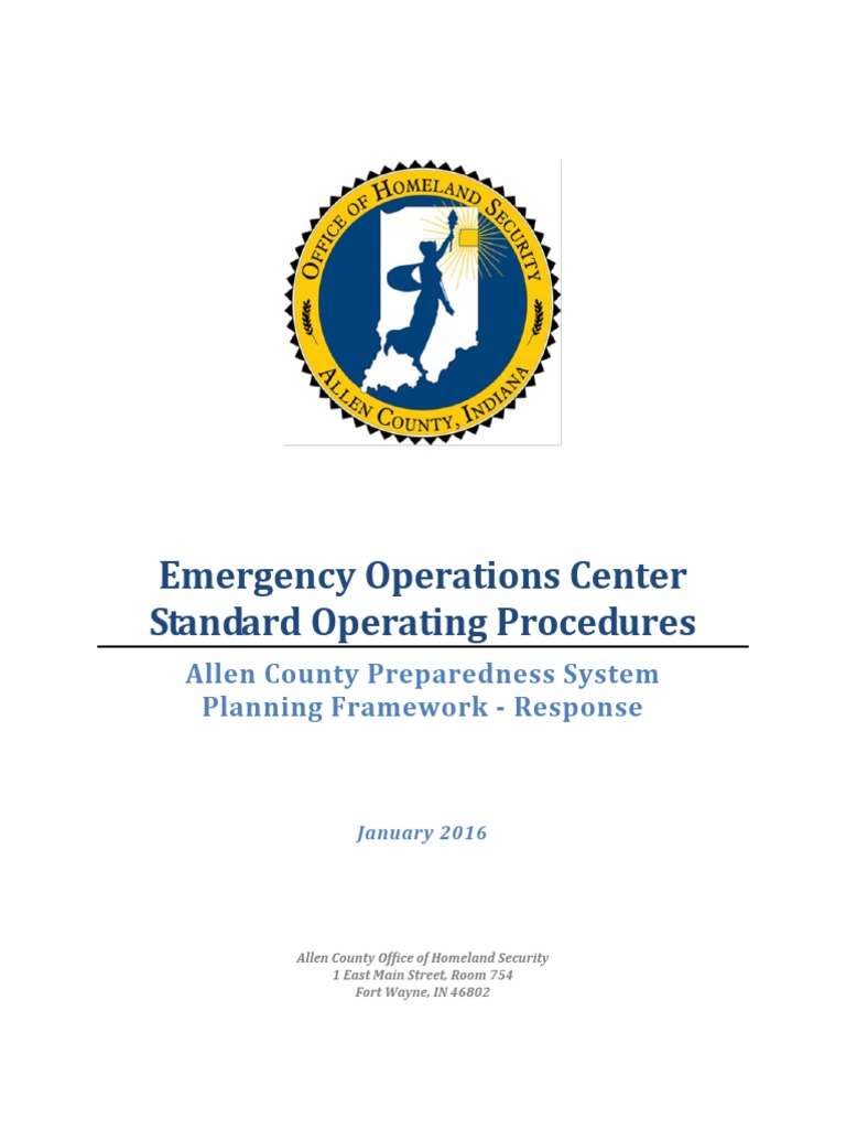 Emergency Operations Center Standard Operating Procedures Allen County