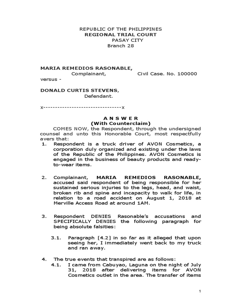ANSWER With Counterclaim | PDF | Government | Justice