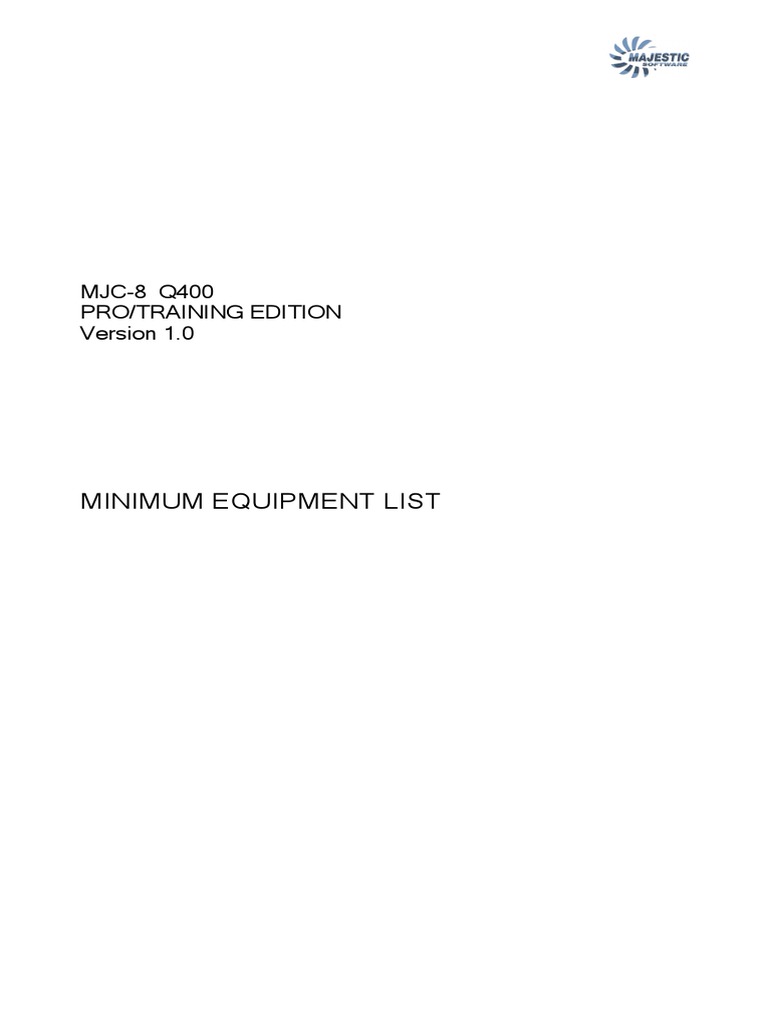 Minimum Equipment List MJC8 Q400 Pro/Training Edition PDF Instrument Flight Rules Visual