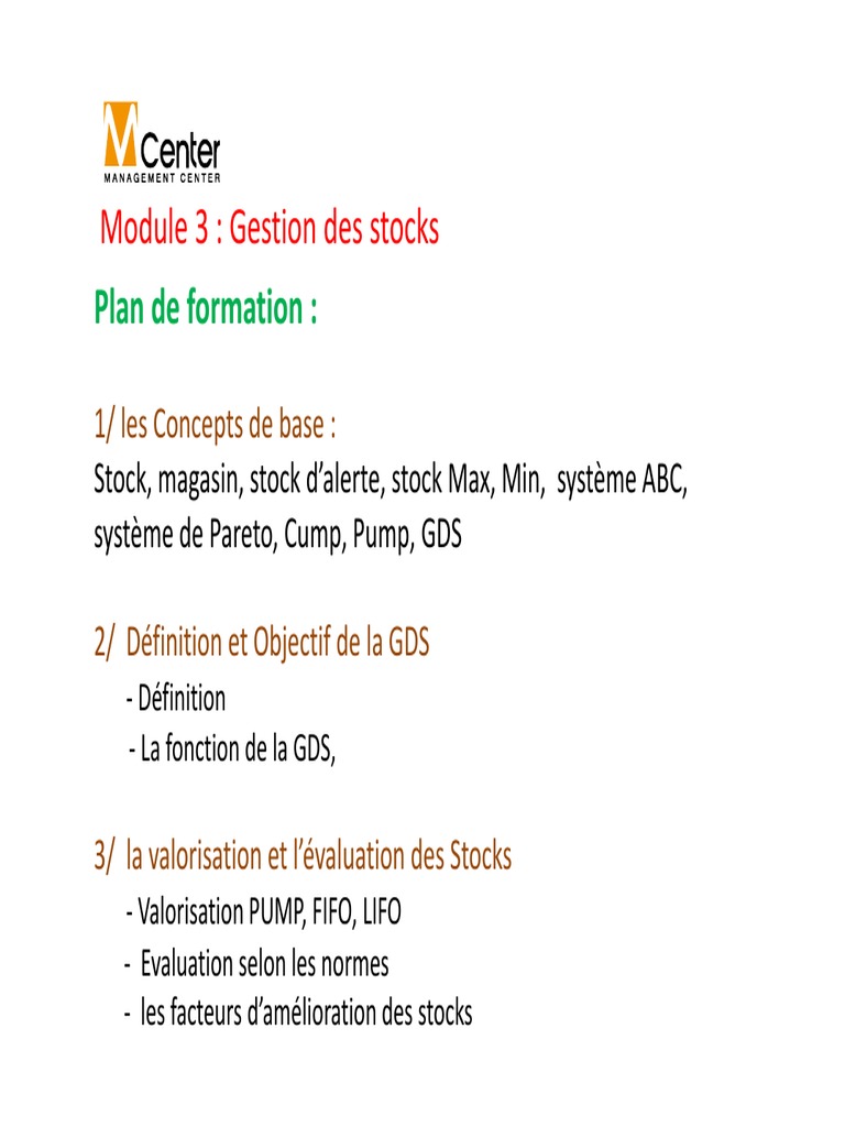 Formation en gestion des stocks PDF | PDF | Inventaire | Stockage de l ...