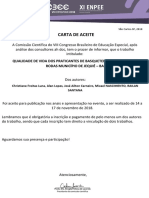 Carta de Aceite: Qualidade de Vida Dos Praticantes de Basquetebol em Cadeira de Rodas Município de Jequié - Ba