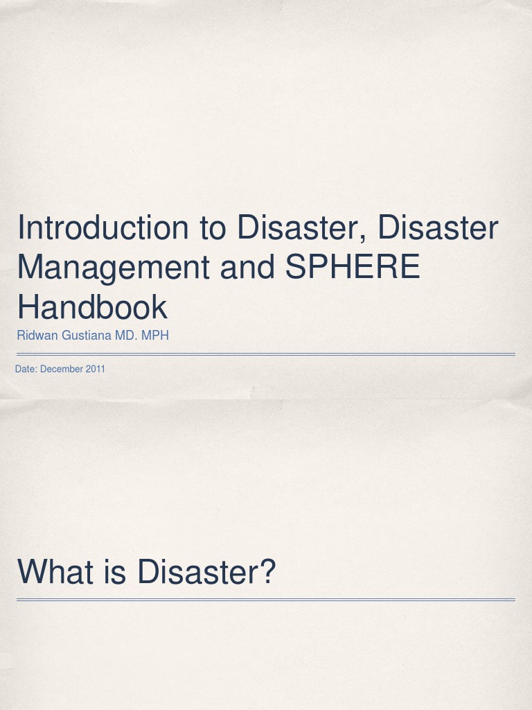 Disaster Management and SPHERE Handbook | PDF | Emergency Management ...