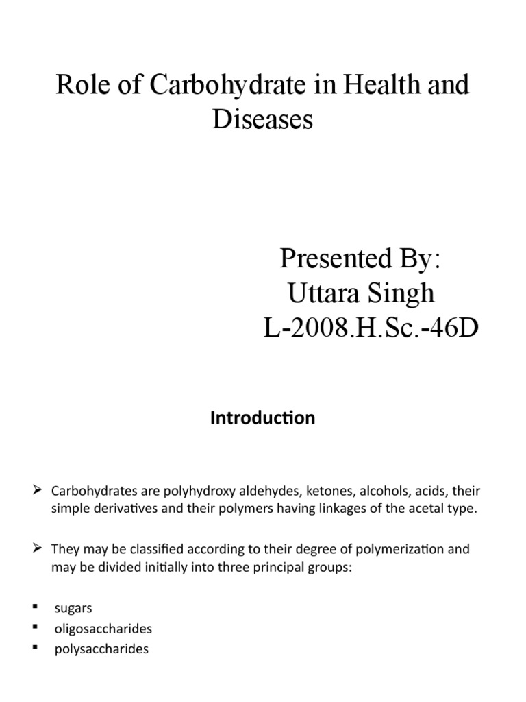 Role of Carbohydrate in Health and Diseases Ppt