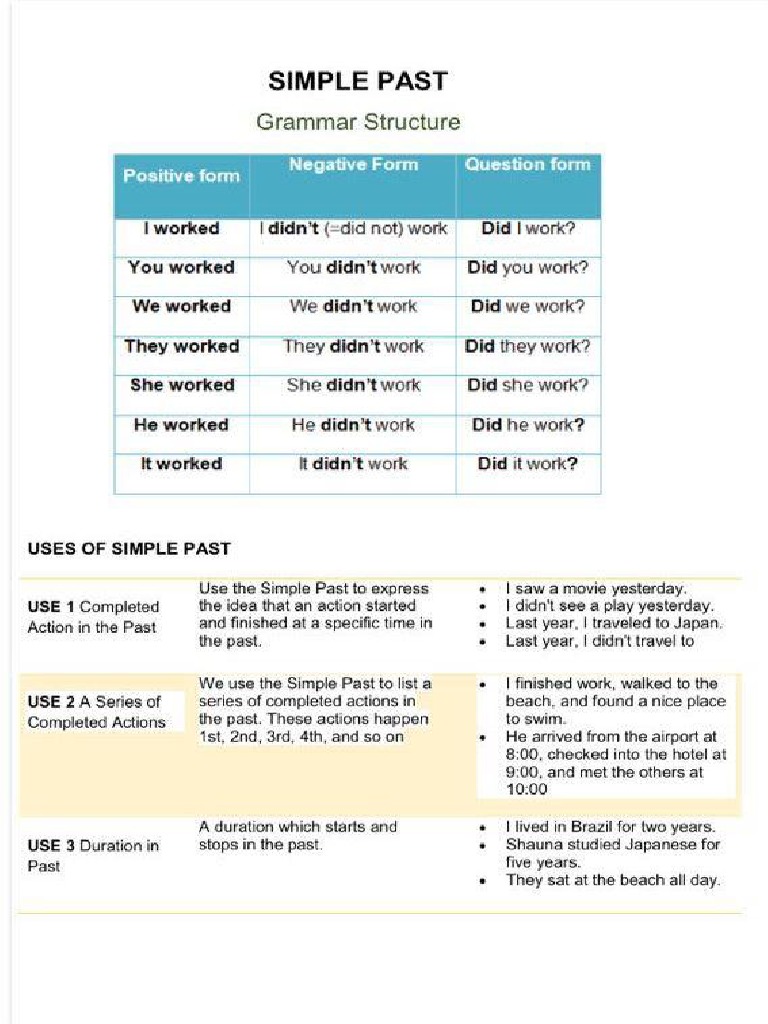 Simple Past and Verbs (Regular and Irregular)